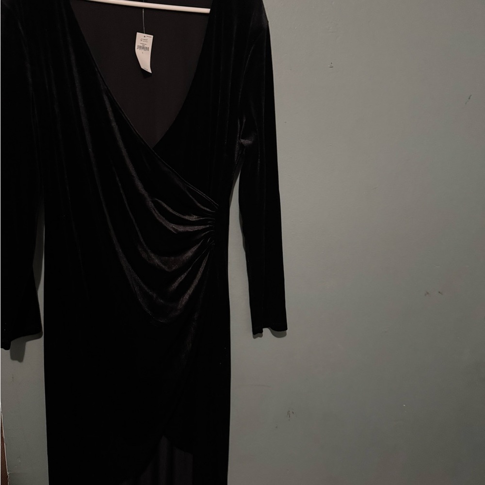 Banana Republic Black Ruched Wrap Midi Dress